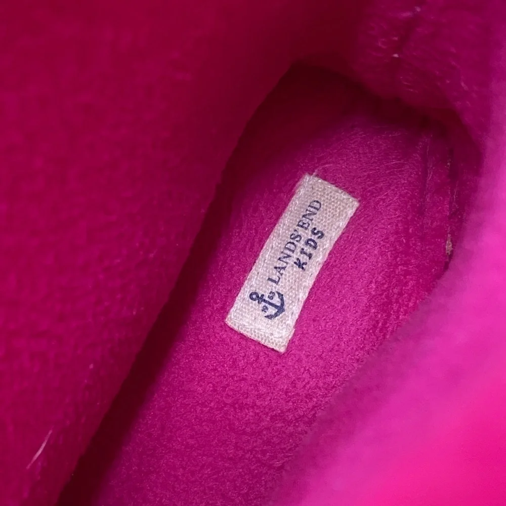 Lands End Kids Pink Fleece Slipper Booties, Size 5